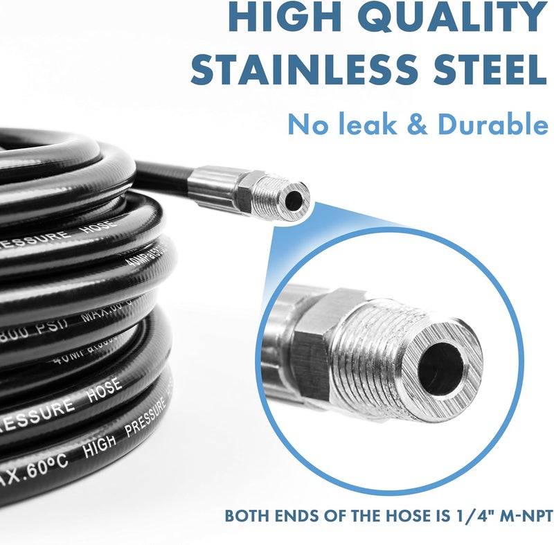 Twinkle Star Sewer Jetter Kit for Pressure Washer 50FT Hose, 1/4 Inch NPT, 5800 PSI Drain Cleaning Hose, Button Nose & Rotating Sewer Jetting Nozzle, Orifice 4.0, 4.5, 5.5 - Image 5